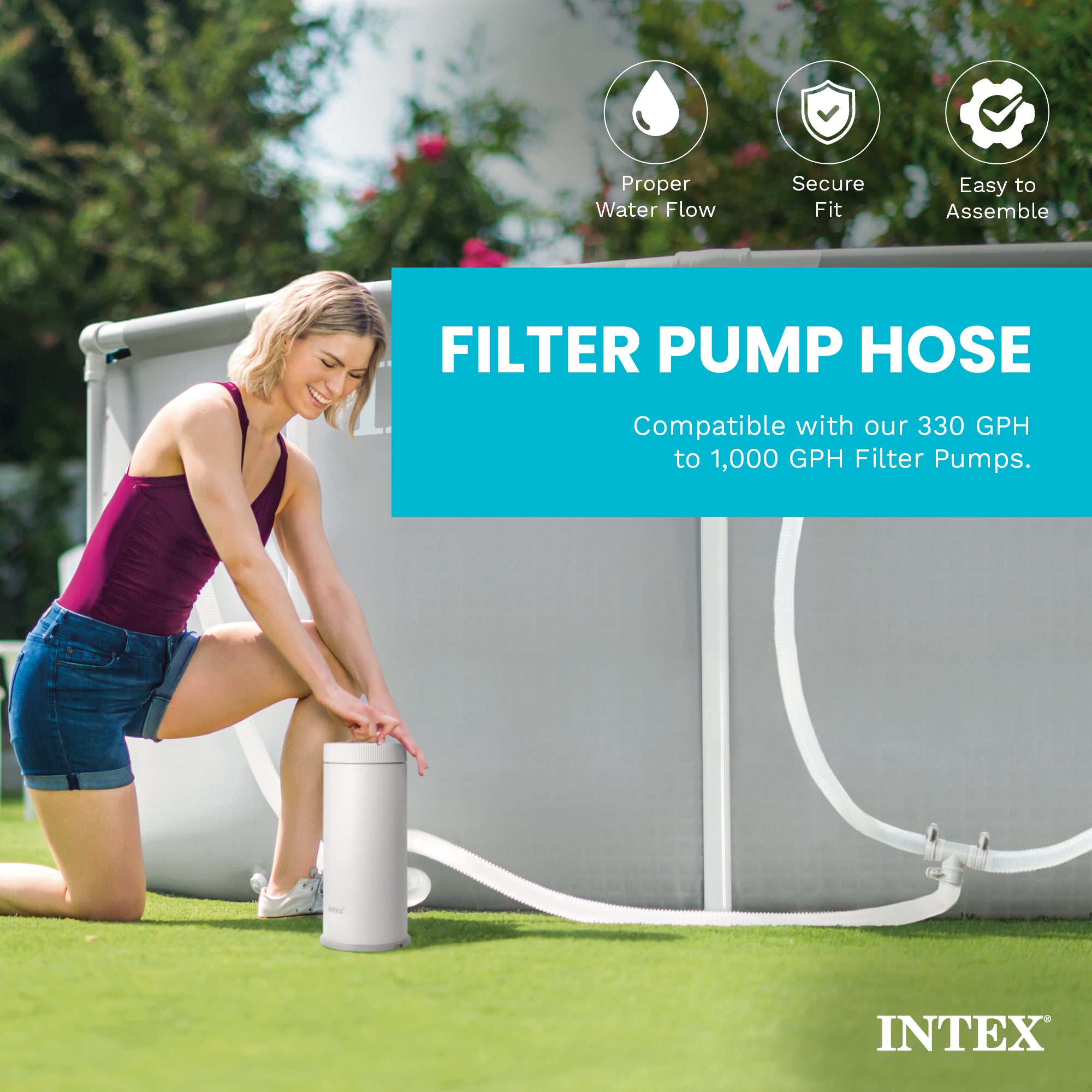 Intex 1.25 Inch Diameter Accessory Pool Pump Replacement Hose 59 Inch Long