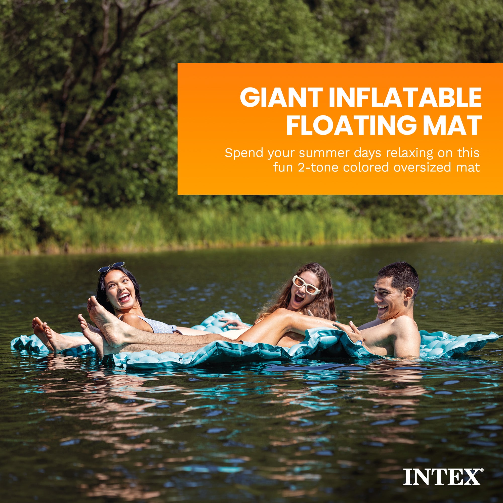Intex 56841EP Giant Inflatable Floating Water Pool Lake Mat Platform Pad, Teal
