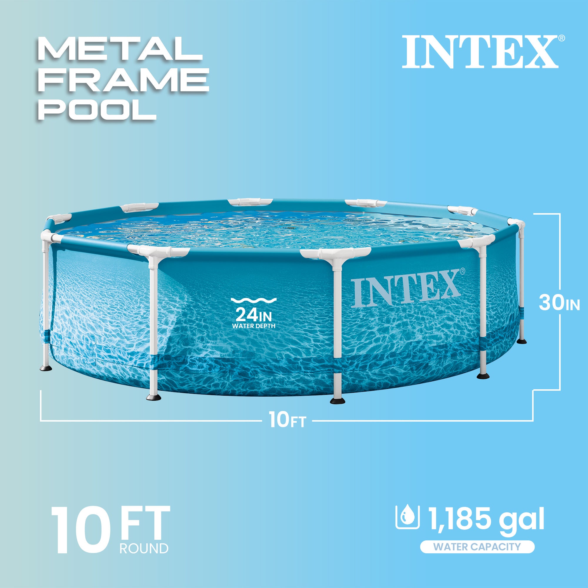 Intex 28206EH 10' x 30" Above Ground Steel Metal Frame Beachside Swimming Pool