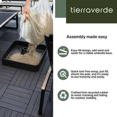 Tierra Verde Square Easy-Fill Weatherproof Umbrella Base, (Open Box)