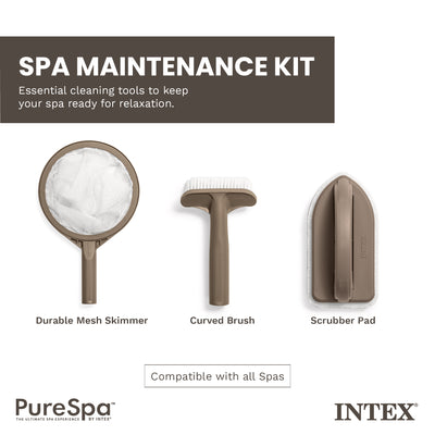 Intex PureSpa Hot Tub Maintenance Accessory Kit with Brush, Skimmer and Scrubber