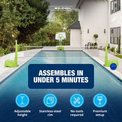 Equinox Pool Basketball and Volleyball Set, Adjustable Poolside Game, (Open Box)