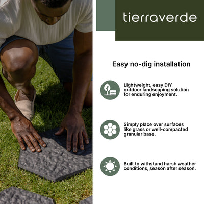 Garden Central 10 Pack 13" x 15" Stomp Hex Decorative Stepping Stones, Blk(Used) - VMInnovations
