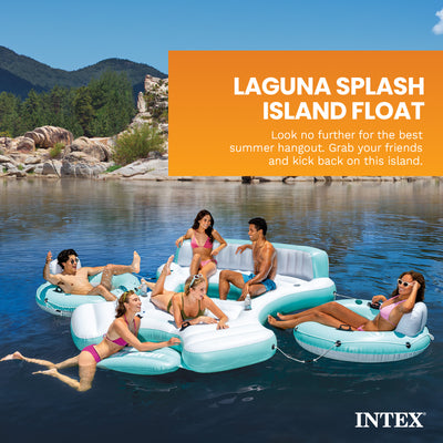 Intex Laguna Splash Island Floating Water Raft with 2 Detachable Lounge Tubes