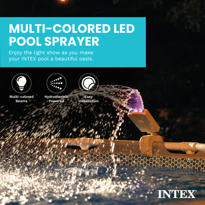 INTEX LED Pool Sprayer w/ Multi-Color Lights– Above-Ground Frame Pool Compatible