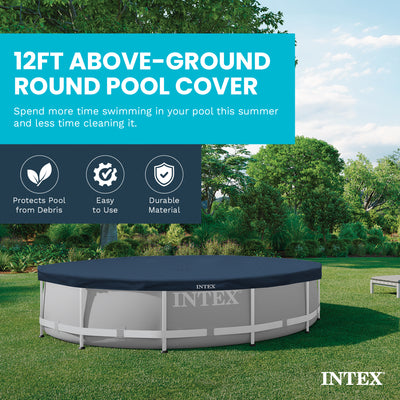 Intex 28031E 12 Foot Round Above Ground Swimming Pool Cover, (Pool Cover Only)