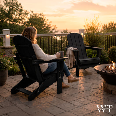 WestinTrends Malibu Classic Outdoor Patio HDPE Folding Adirondack Chair, Black