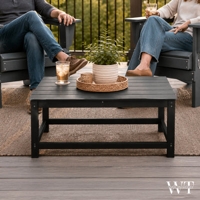 WestinTrends Malibu Outdoor Poly Lumber Coffee Table, 35.25 x 17.5 Inch, Black