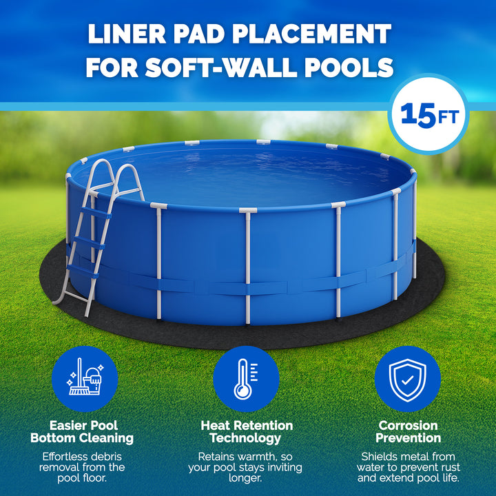 Swimline Hydrotools Above Ground Round Liner Pad, Pool Protector Mat, 15 Ft
