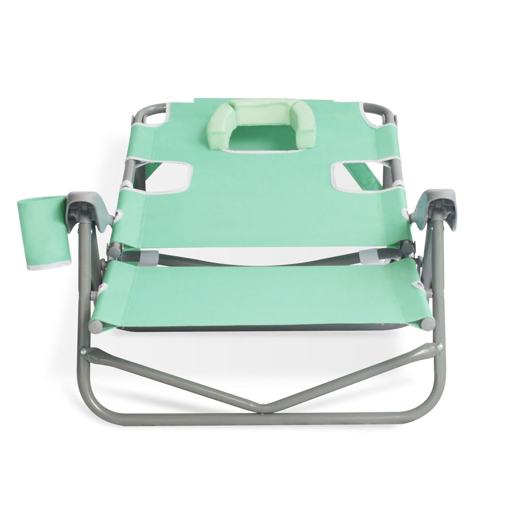 Ostrich On-Your-Back Reclining Beach Lounge Pool Camping Chair, Teal (Used)