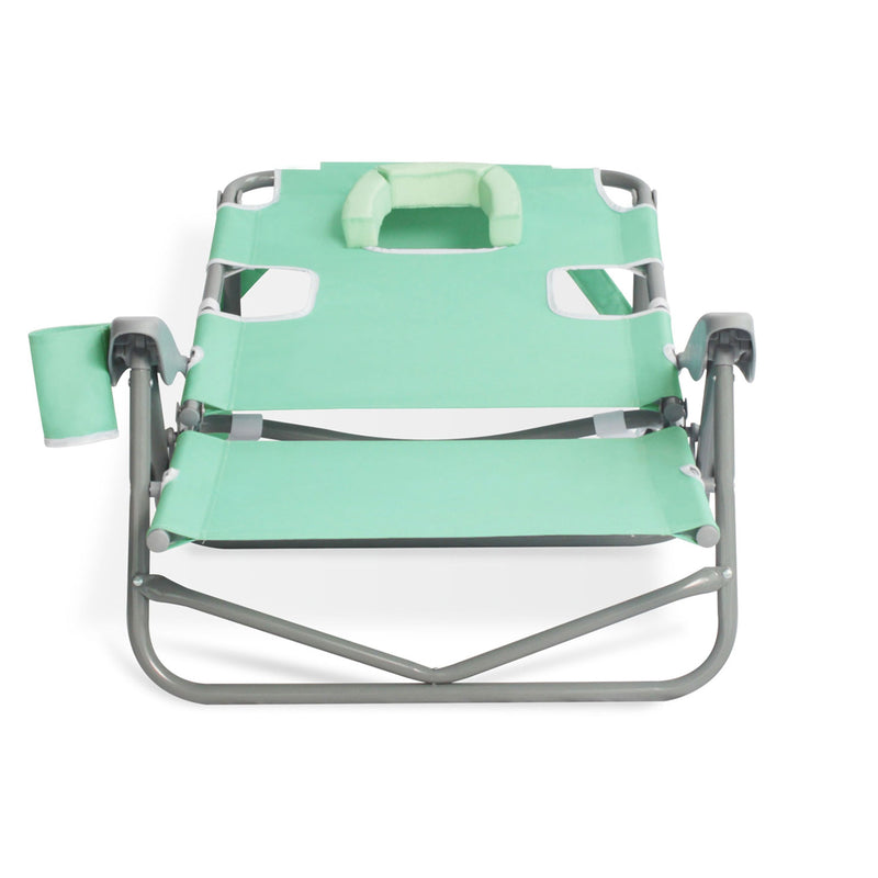 Ostrich On-Your-Back Outdoor Reclining Beach Pool Camping Chair, Teal (Open Box)