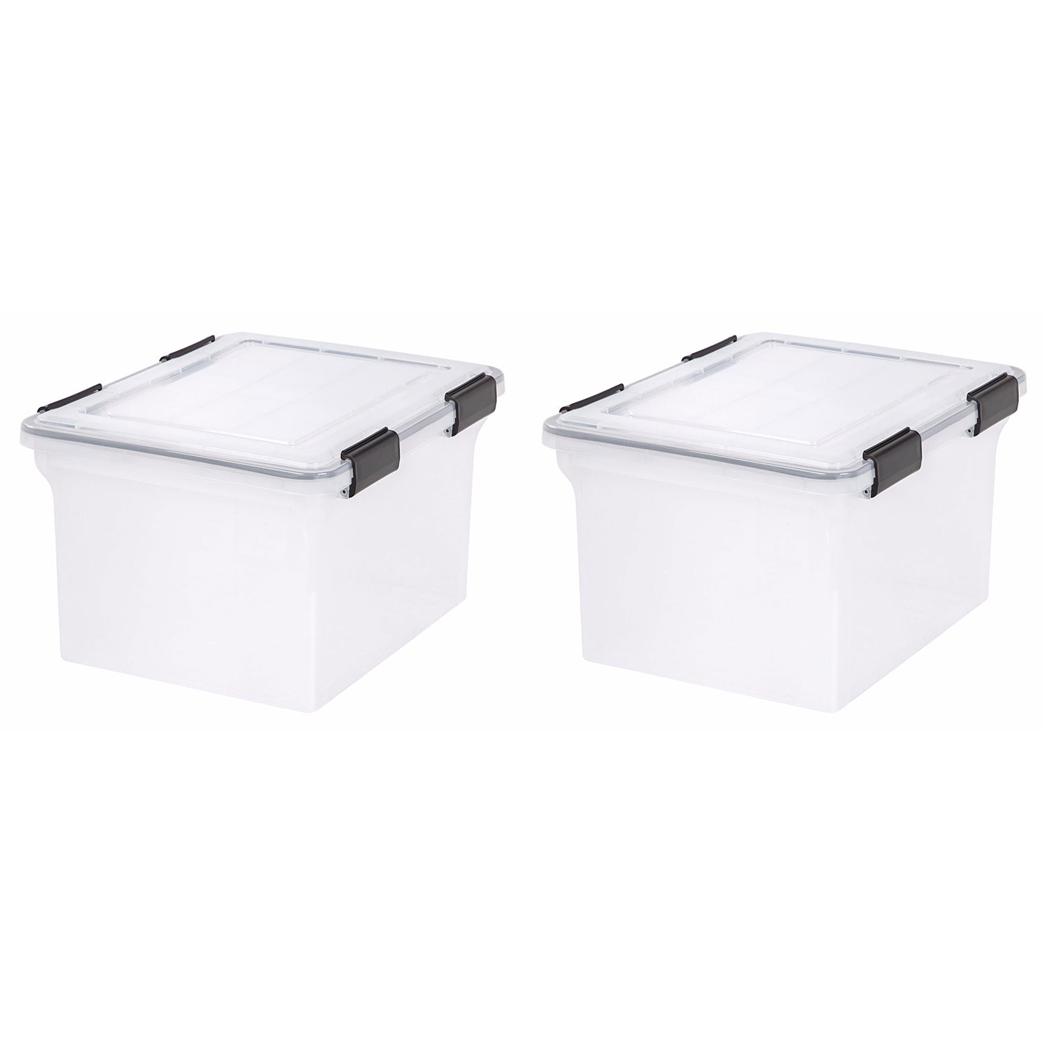 IRIS USA Letter and Legal Size File Box Storage Container, Clear (2 Pack)