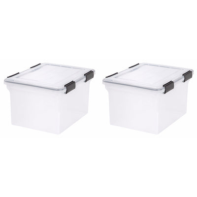 IRIS USA Letter and Legal Size File Box Storage Container, Clear (2 Pack)