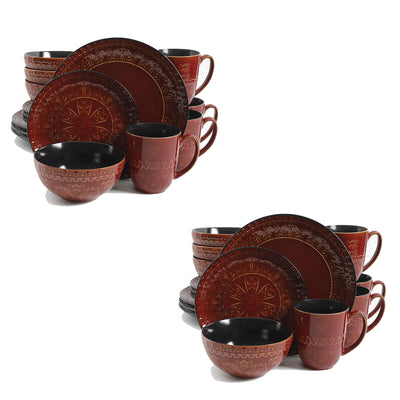 Gibson Elite Milanto Durable Stoneware Glazed, 16-Piece Dinnerware Set (2 Pack)