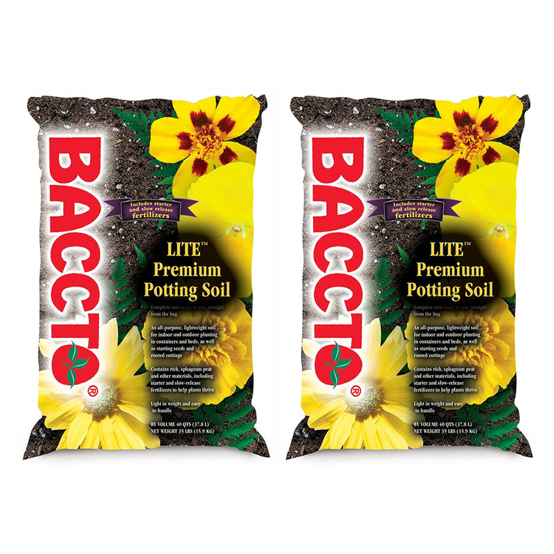 Michigan Peat 1440 Baccto Lite Premium Outdoor Potting Soil, 40 Quart (2 Pack) - VMInnovations