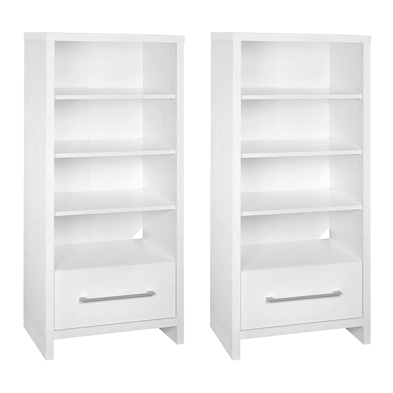 ClosetMaid 165100 Decorative Storage Tower Bookcase with Drawer, White (2 Pack) - VMInnovations