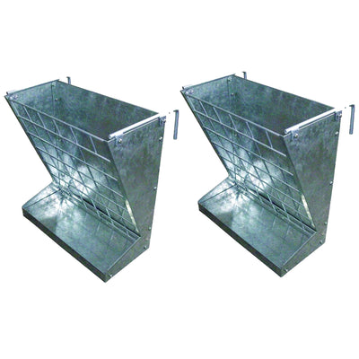 Little Giant Heavy-Duty Galvanized Metal 2-in-1 Goat and Sheep Feeder (2 Pack) - VMInnovations