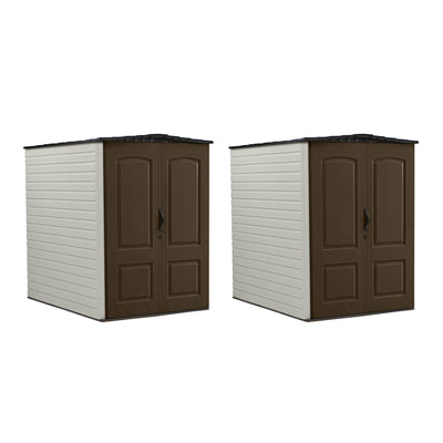 Rubbermaid 5 x 6 Foot Gardening Vertical Outdoor Storage Shed, Brown (2 Pack)