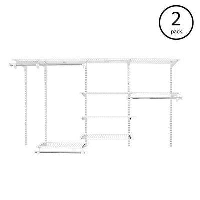 Rubbermaid FastTrack Metal Wire Closet Configuration Storage Kit, White (2 Pack)