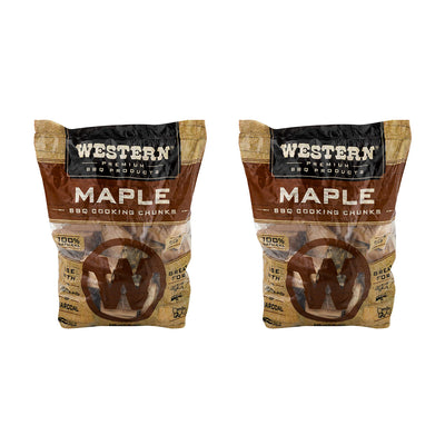 Western BBQ Maple Barbecue Flavor Wood Cooking Chunks for Grilling (2 Pack) - VMInnovations