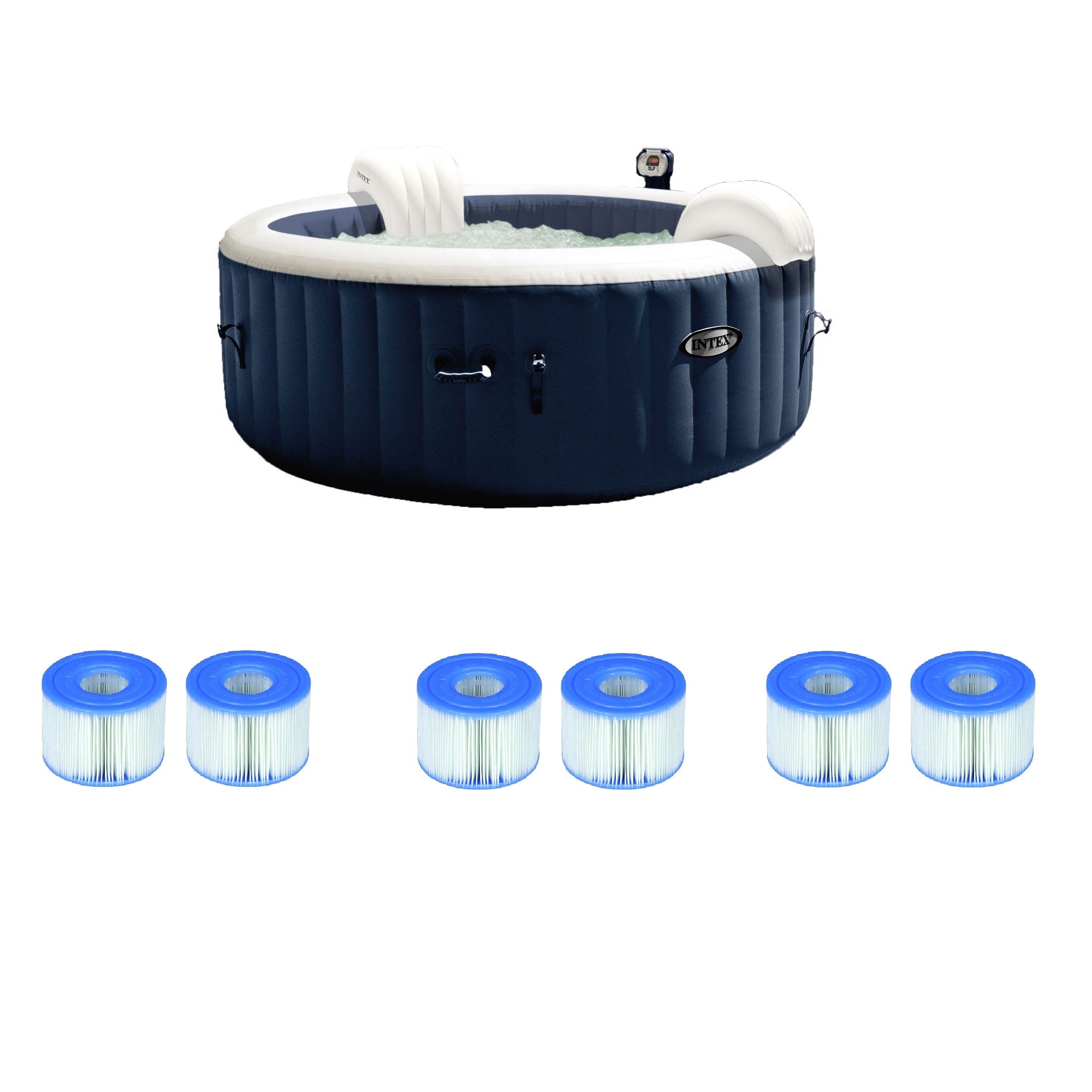 Intex 4 Person Round Hot Tub (2 Pack) & Filter Cartridges (2 Filters) (3 Pack)