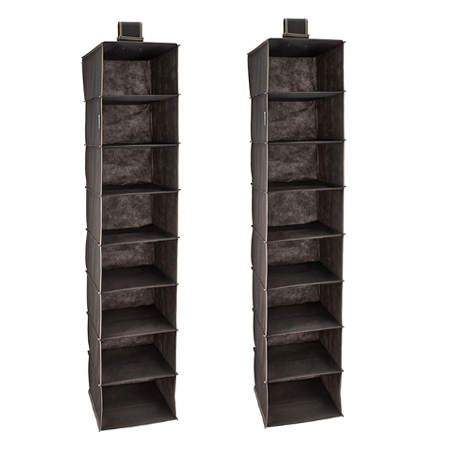 ClosetMaid 8 Shelf Wire Hanging Closet Nonwoven Fabric Organizer, Brown (2 Pack) - VMInnovations