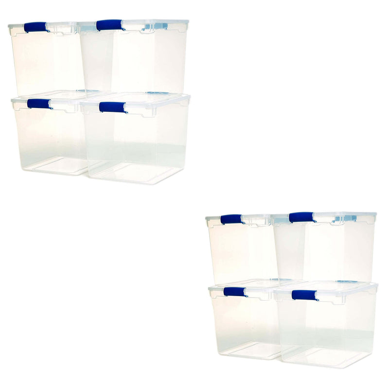 Homz 31 Quart Heavy Duty Modular Stackable Storage Containers, Clear, 8 Pack - VMInnovations