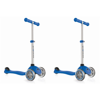 Globber Primo 3-Wheel Adjustable Kick Scooter w/ Comfort Grips, Navy (2 Pack)