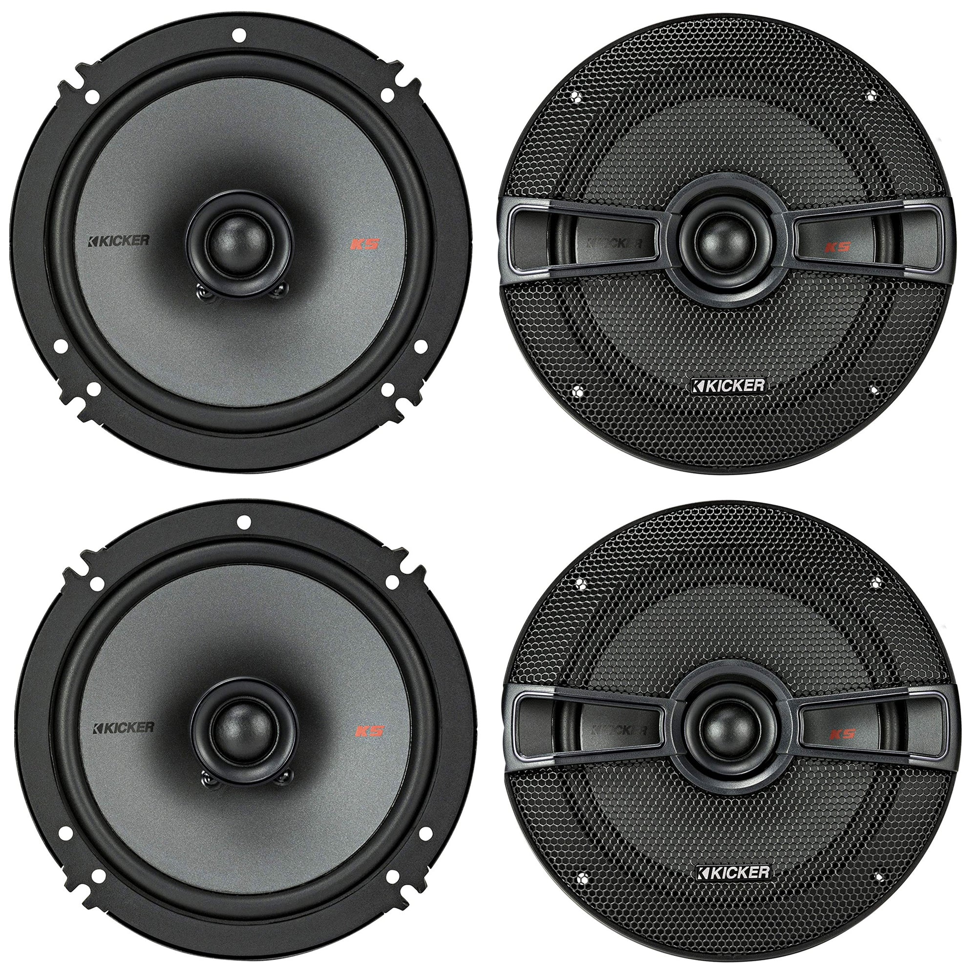 KICKER 44KSC6504 KS Series 6.5 Inch 4 Ohm Coaxial Car Audio Speakers (4 Pack)