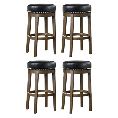 Lexicon Whitby 30.5 Inch Pub Height Round Swivel Seat Bar Stool, Black (4 Pack) - VMInnovations