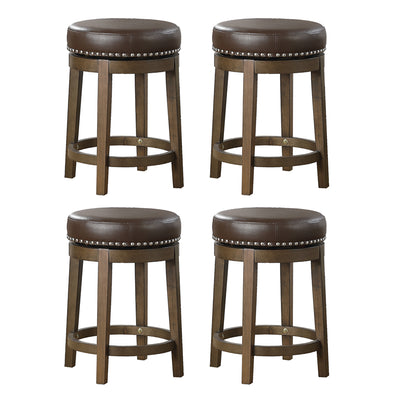Lexicon Whitby 25 Inch Counter Height Round Swivel Seat Stool, Brown (4 Pack)