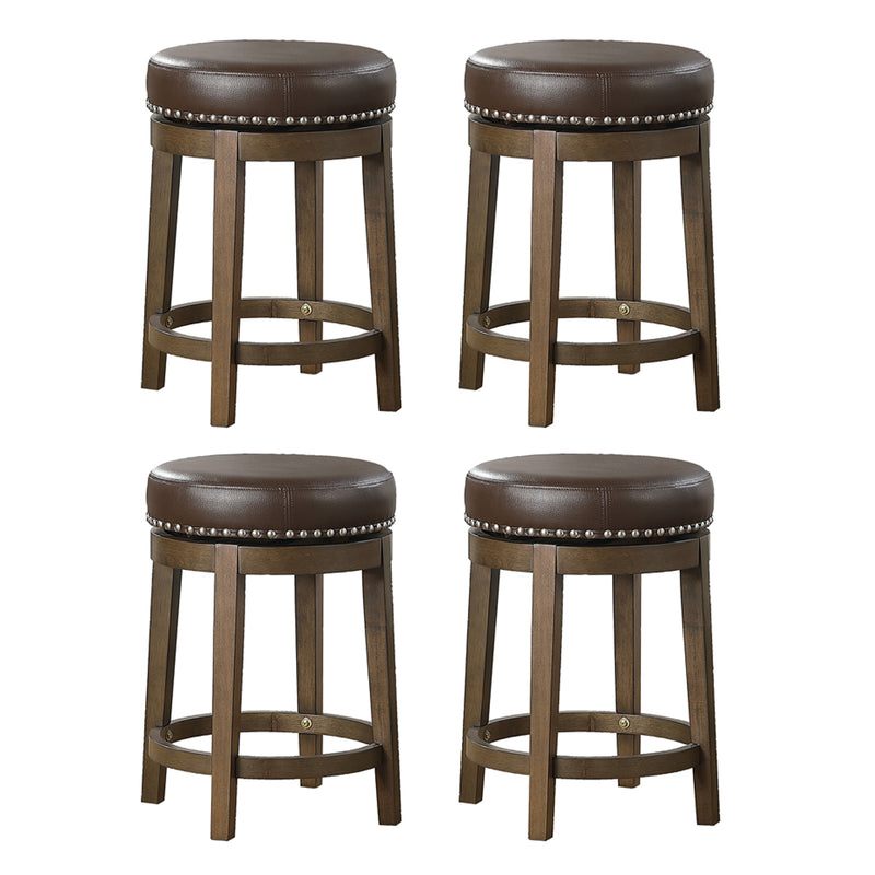 Lexicon Whitby 25 Inch Counter Height Round Swivel Seat Stool, Brown (4 Pack)