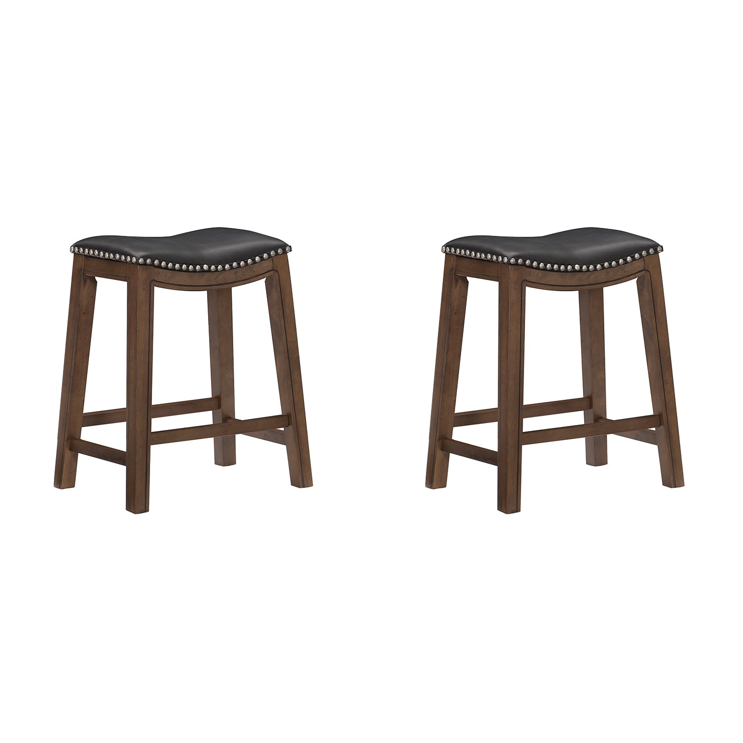 Homelegance 24" Counter Height Wooden Saddle Seat Barstools, Black (2 Pack) - VMInnovations