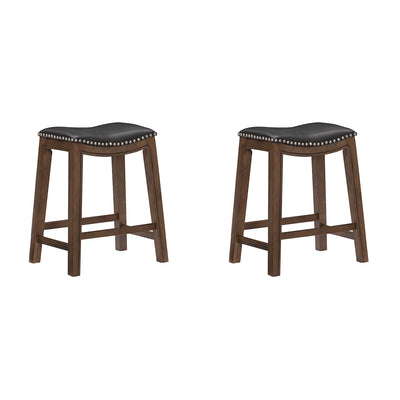 Homelegance 24" Counter Height Wooden Saddle Seat Barstools, Black (2 Pack) - VMInnovations