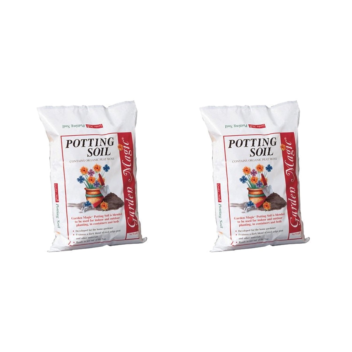 Michigan Peat 5720 Garden Magic Potting Soil Mix, 20 Pound Bag (2 pack) - VMInnovations