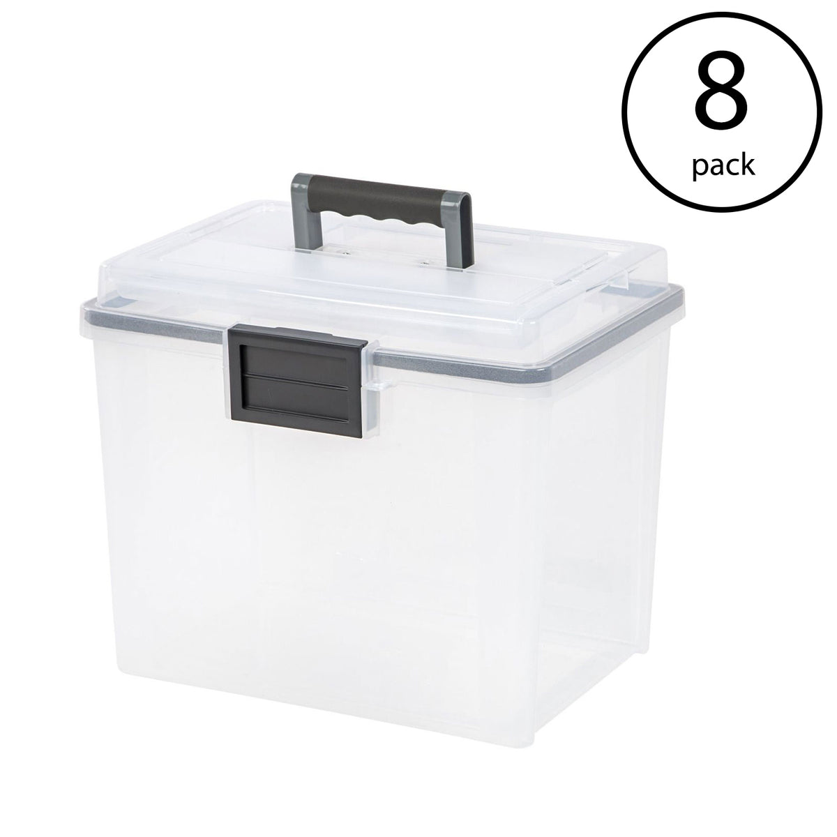 IRIS USA 19 Quart Letter Size Portable Weathertight File Box, Clear (8 Pack)