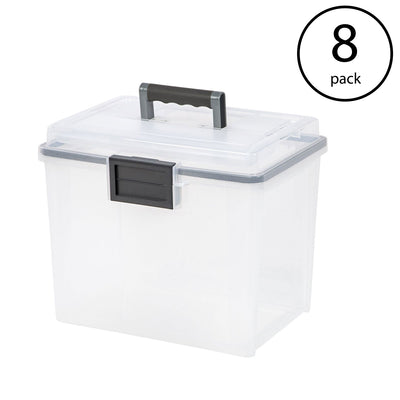 IRIS USA 19 Quart Letter Size Portable Weathertight File Box, Clear (8 Pack)