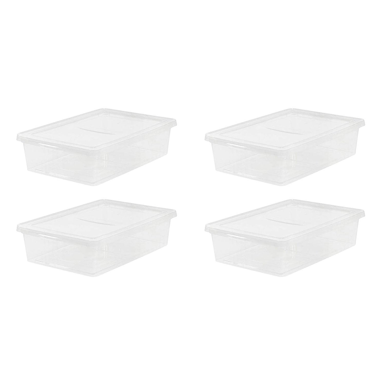 IRIS USA 28 Quart Plastic Storage Box Container Non Latching Lid, Clear (4 Pack)