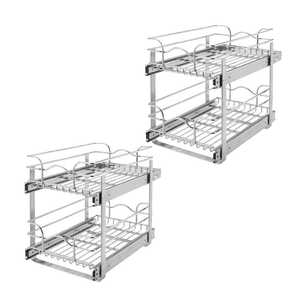 Rev-A-Shelf 5WB2-1822-CR 18 Inch 2 Tier Wire Baskets, Plated Chrome (2 Pack)