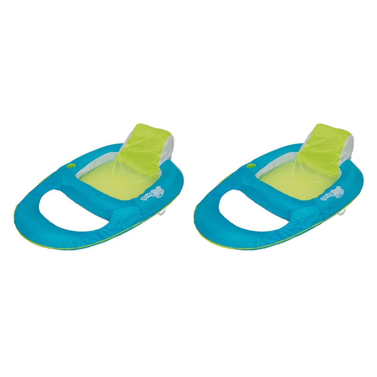 SwimWays Spring Float Inflatable Recliner Pool Lounger, Aqua & Lime (2 Pack)