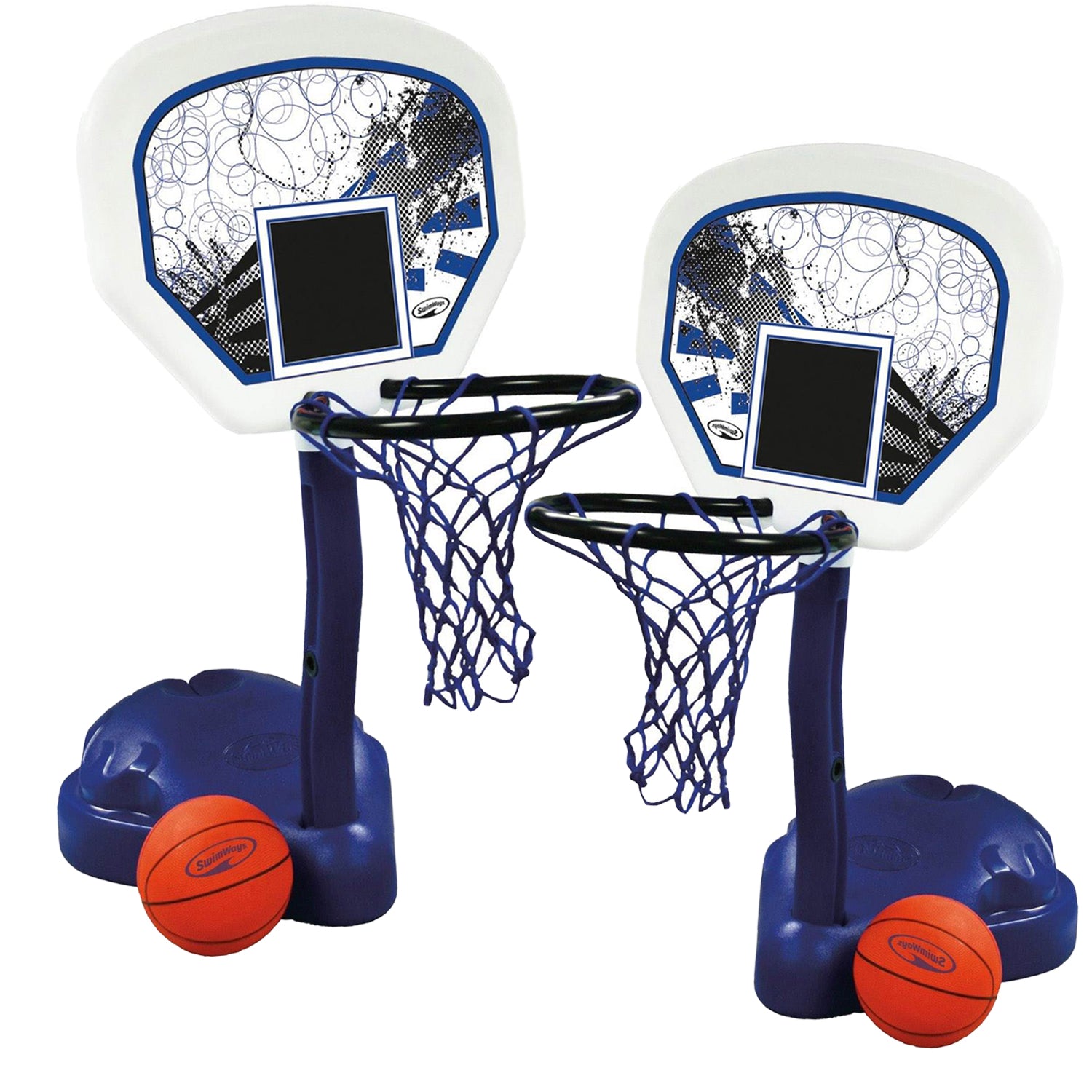 SwimWays Poolside Basketball Hoop and Ball Swimming Pool Water Game Set (2 Pack)