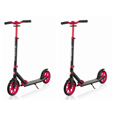 Globber 500-205 Adjustable Foldable 2-Wheel Kick Scooter, Black & Red (2 Pack)