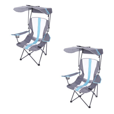Kelsyus Premium Portable Camping Chair, 50+UPF Canopy & Cup Holder, Blue (2Pack) - VMInnovations