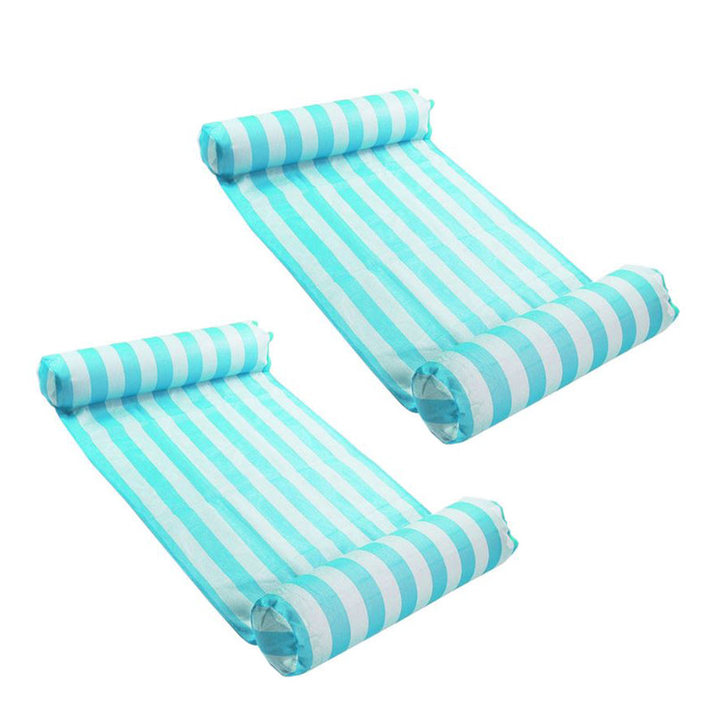 Magic Time International Inflatable Striped Hammock Pool Float, Teal (2 Pack) - VMInnovations