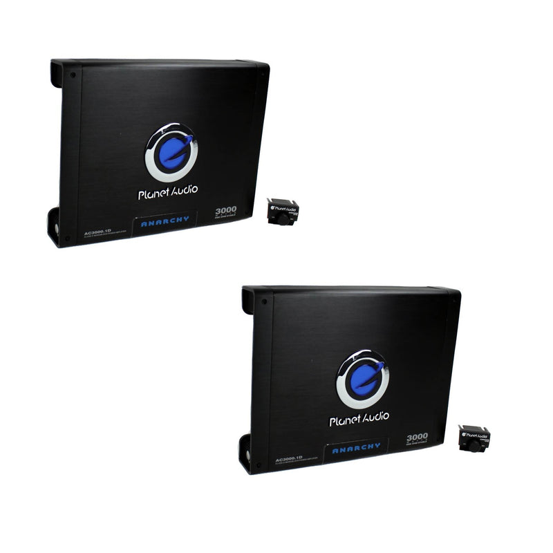 Planet Audio 3000W Mono Class D MOSFET Power Car Amplifier & Remote (2 Pack)