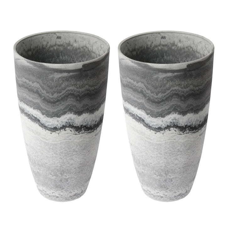 Algreen Acerra 12 x 20 Inch Curved Patio Vase Garden Planter, Marble (2 Pack)