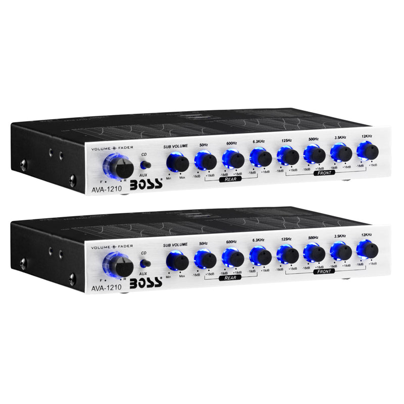 Boss AVA-1210 7-Band Car Stereo Equalizer Preamp Amplifier Audio EQ (2 Pack)