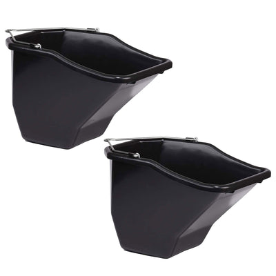 Little Giant 10QT Plastic Flat Back Livestock Feed Bucket, Black (2 Pack)