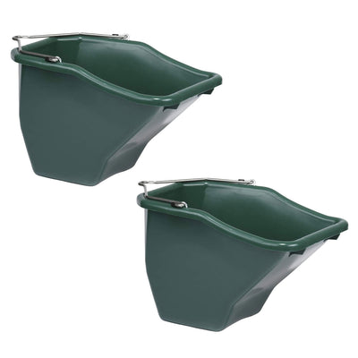 Little Giant 10-Quart Plastic Flat Back Livestock Feed Bucket, Green (2 Pack) - VMInnovations