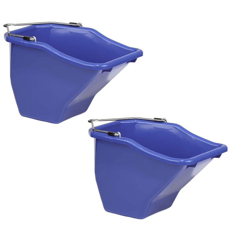 Little Giant 20QT Durable Plastic Flat Back Livestock Feed Bucket, Blue (2 Pack)